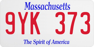 MA license plate 9YK373