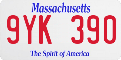 MA license plate 9YK390
