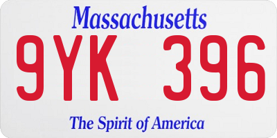 MA license plate 9YK396