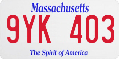 MA license plate 9YK403