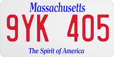 MA license plate 9YK405