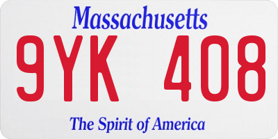 MA license plate 9YK408