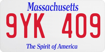 MA license plate 9YK409