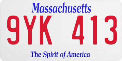 MA license plate 9YK413