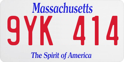 MA license plate 9YK414