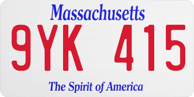 MA license plate 9YK415