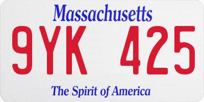 MA license plate 9YK425