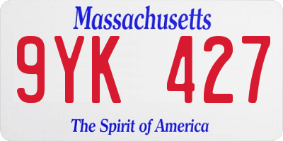 MA license plate 9YK427