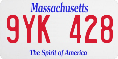 MA license plate 9YK428