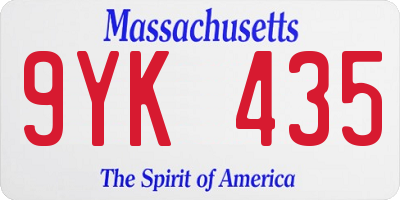 MA license plate 9YK435