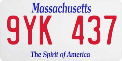 MA license plate 9YK437