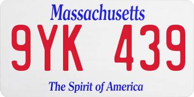 MA license plate 9YK439