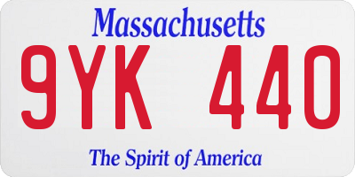 MA license plate 9YK440