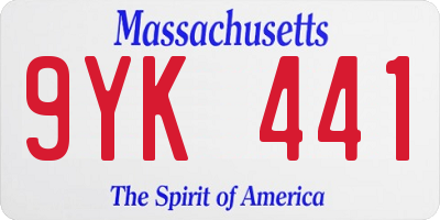 MA license plate 9YK441