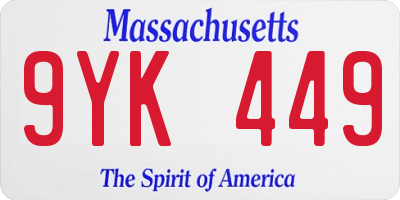 MA license plate 9YK449