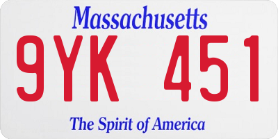 MA license plate 9YK451