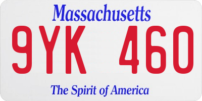 MA license plate 9YK460
