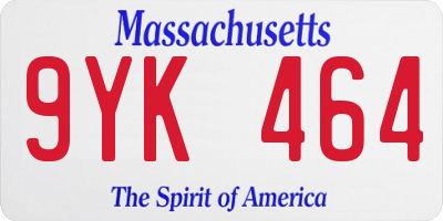 MA license plate 9YK464