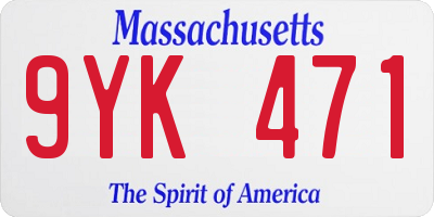 MA license plate 9YK471