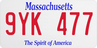MA license plate 9YK477