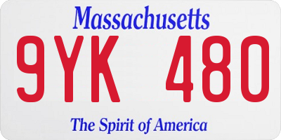 MA license plate 9YK480
