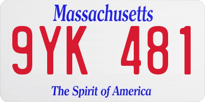 MA license plate 9YK481