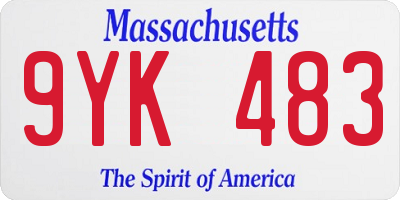 MA license plate 9YK483