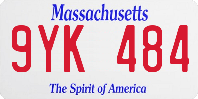 MA license plate 9YK484