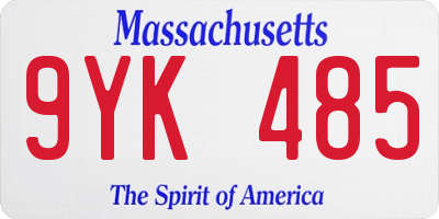 MA license plate 9YK485