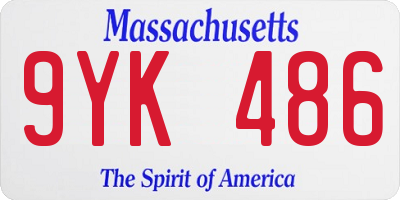 MA license plate 9YK486