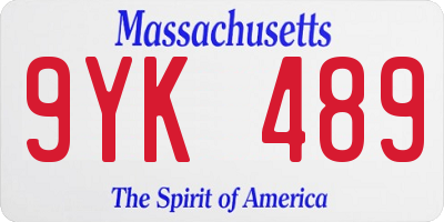 MA license plate 9YK489