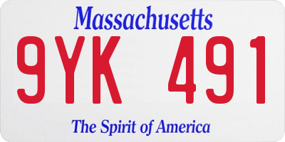 MA license plate 9YK491