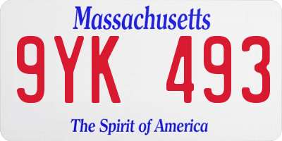 MA license plate 9YK493