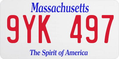 MA license plate 9YK497