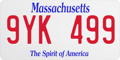 MA license plate 9YK499