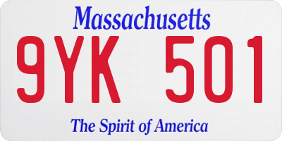MA license plate 9YK501