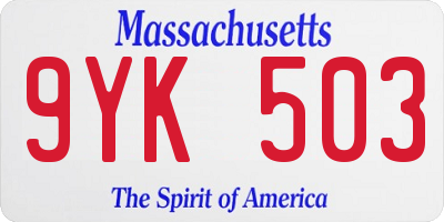 MA license plate 9YK503