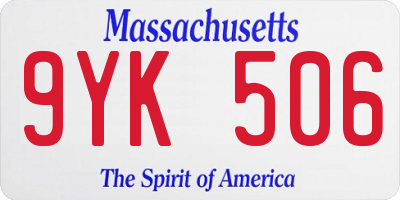 MA license plate 9YK506
