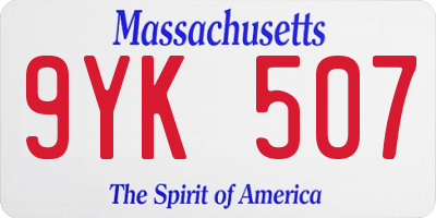 MA license plate 9YK507