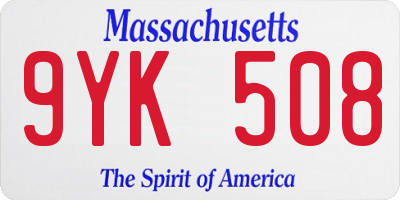 MA license plate 9YK508