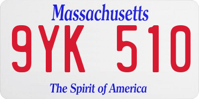 MA license plate 9YK510