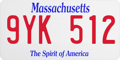 MA license plate 9YK512