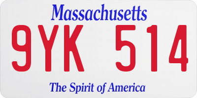 MA license plate 9YK514