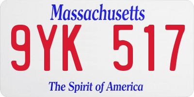 MA license plate 9YK517