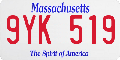 MA license plate 9YK519
