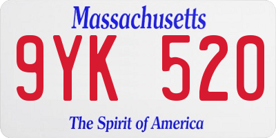 MA license plate 9YK520