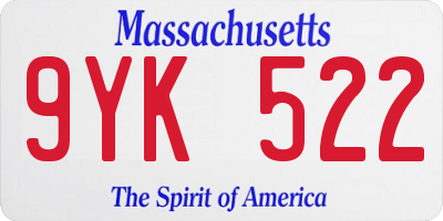 MA license plate 9YK522