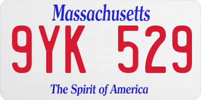 MA license plate 9YK529
