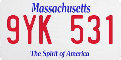 MA license plate 9YK531
