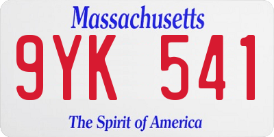 MA license plate 9YK541